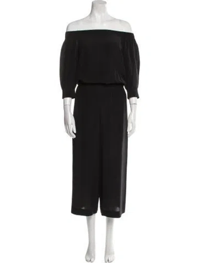 Pre-owned Theory Silk Off-the-shoulder Jumpsuit In Black