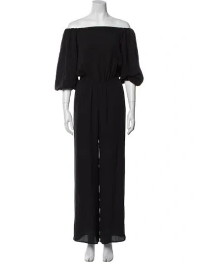Pre-owned Theory Silk Off-the-shoulder Jumpsuit In Black