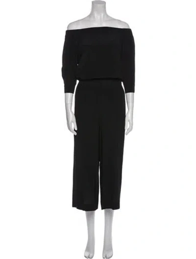 Pre-owned Theory Silk Off-the-shoulder Jumpsuit In Black