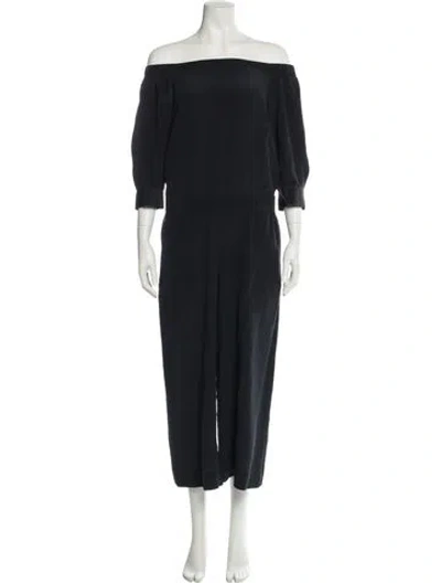 Pre-owned Theory Silk Off-the-shoulder Jumpsuit In Black