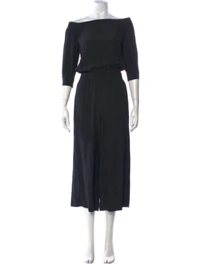 Pre-owned Theory Silk Off-the-shoulder Jumpsuit In Black