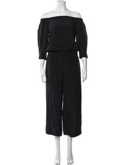 Pre-owned Theory Silk Off-the-shoulder Jumpsuit In Black