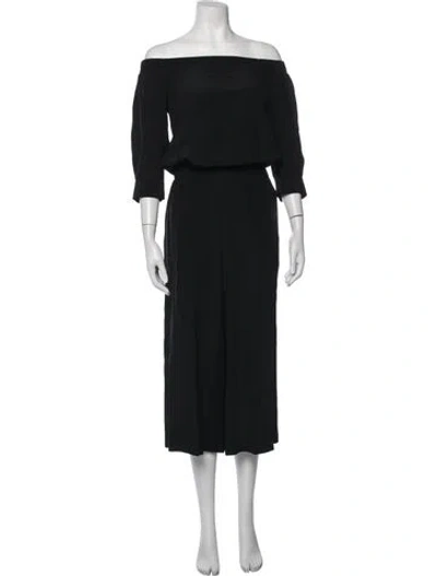 Pre-owned Theory Silk Off-the-shoulder Jumpsuit In Black