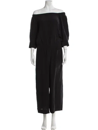 Pre-owned Theory Silk Off-the-shoulder Jumpsuit In Gray