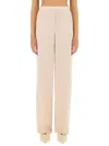 Theory Wide-leg Silk Pants With Comfortable Waistband In Blush