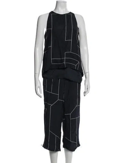 Pre-owned Theory Silk Patterned Pant Set In Blue
