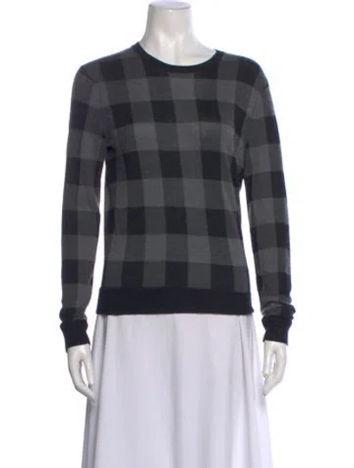 Pre-owned Theory Silk Plaid Print Sweater In Black