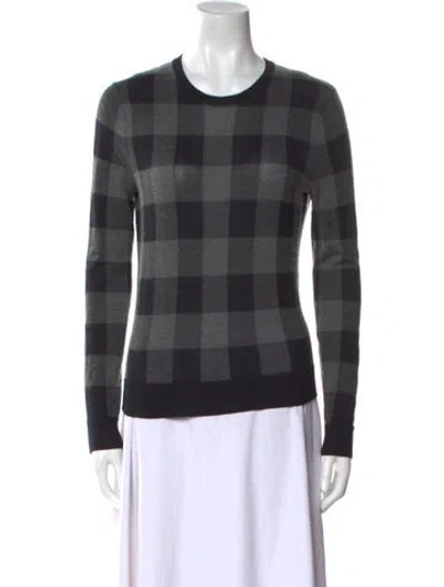 Pre-owned Theory Silk Plaid Print Sweater In Black