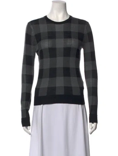 Pre-owned Theory Silk Plaid Print Sweater W/ Tags In Grey