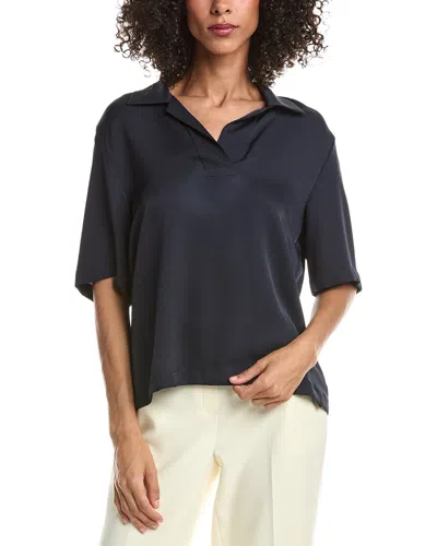 Theory Silk Polo Top In Black