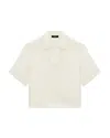 Theory Short-sleeve Silk Polo Top In Ivory