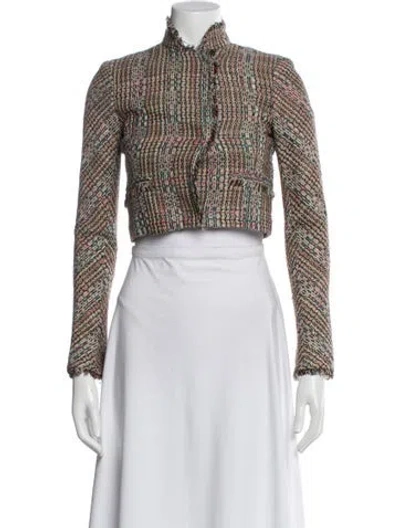 Pre-owned Theory Silk Printed Bolero In Blue