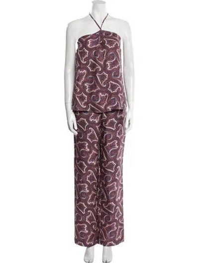 Pre-owned Theory Silk Printed Pant Set In Pink