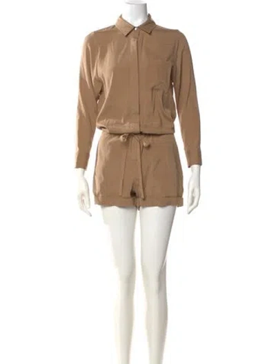 Pre-owned Theory Silk Romper In Brown