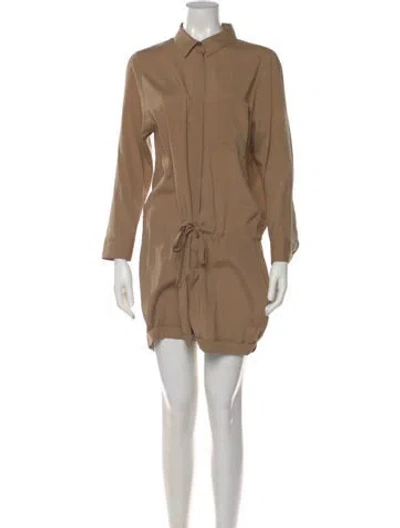 Pre-owned Theory Silk Romper In Brown