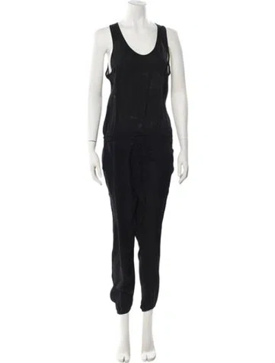 Pre-owned Theory Silk Scoop Neck Jumpsuit In Black