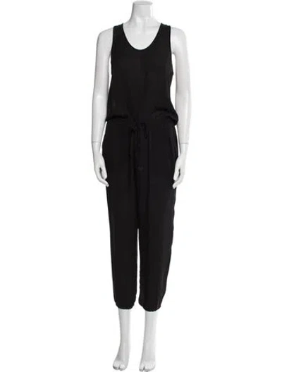 Pre-owned Theory Silk Scoop Neck Jumpsuit In Black