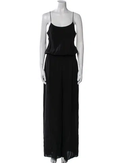 Pre-owned Theory Silk Scoop Neck Jumpsuit In Black