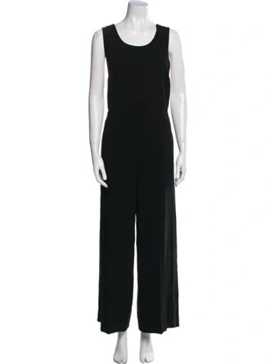 Pre-owned Theory Silk Scoop Neck Jumpsuit In Black