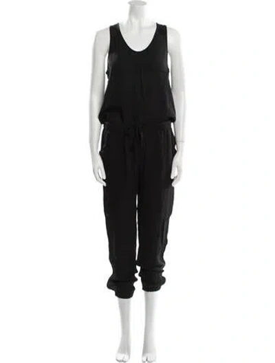 Pre-owned Theory Silk Scoop Neck Jumpsuit In Black