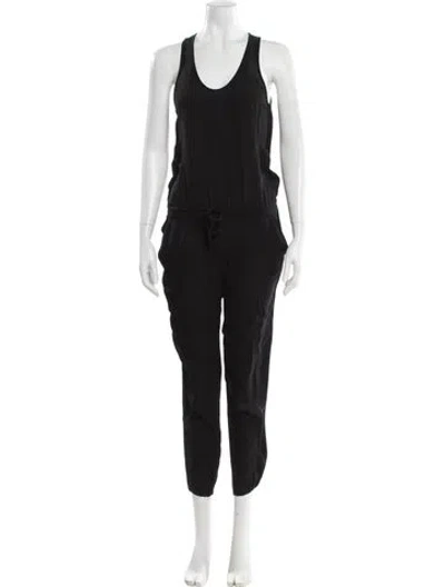 Pre-owned Theory Silk Scoop Neck Jumpsuit In Black
