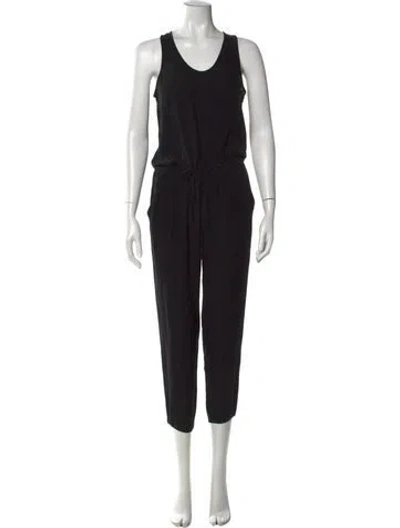 Pre-owned Theory Silk Scoop Neck Jumpsuit In Black