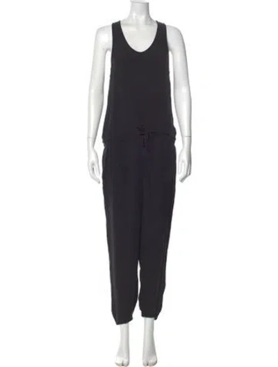 Pre-owned Theory Silk Scoop Neck Jumpsuit In Black