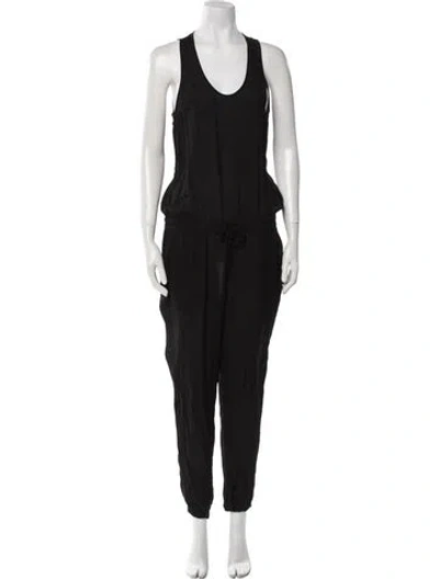 Pre-owned Theory Silk Scoop Neck Jumpsuit In Black