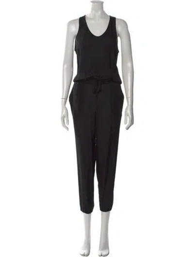 Pre-owned Theory Silk Scoop Neck Jumpsuit In Black