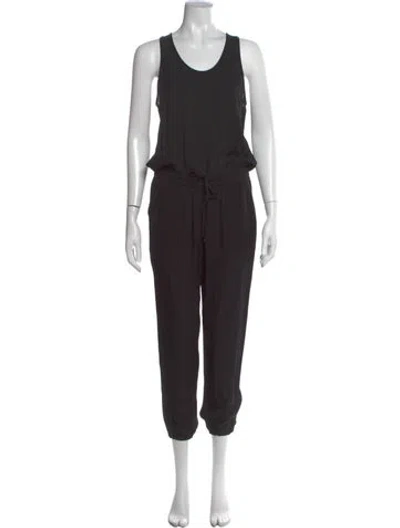Pre-owned Theory Silk Scoop Neck Jumpsuit In Black