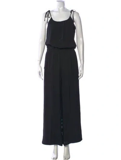 Pre-owned Theory Silk Scoop Neck Jumpsuit In Black