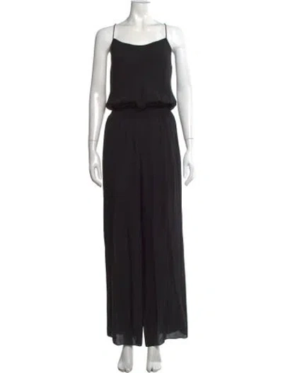 Pre-owned Theory Silk Scoop Neck Jumpsuit In Black