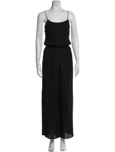 Pre-owned Theory Silk Scoop Neck Jumpsuit In Black