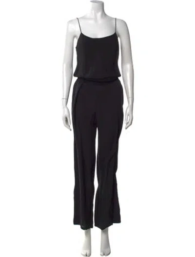 Pre-owned Theory Silk Scoop Neck Jumpsuit In Black