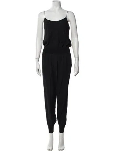 Pre-owned Theory Silk Scoop Neck Jumpsuit In Black