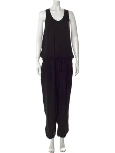 Pre-owned Theory Silk Scoop Neck Jumpsuit In Black