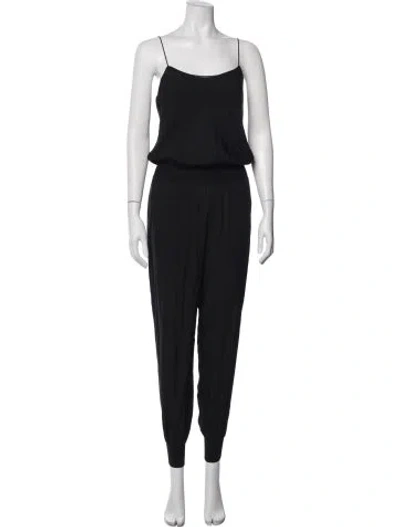 Pre-owned Theory Silk Scoop Neck Jumpsuit In Black