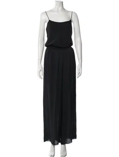 Pre-owned Theory Silk Scoop Neck Jumpsuit In Black