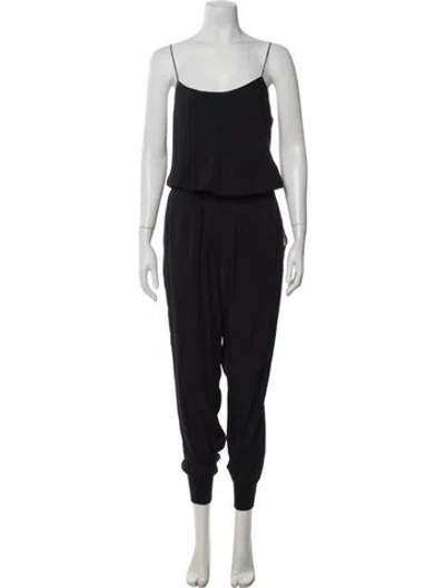 Pre-owned Theory Silk Scoop Neck Jumpsuit In Black