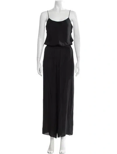 Pre-owned Theory Silk Scoop Neck Jumpsuit In Black