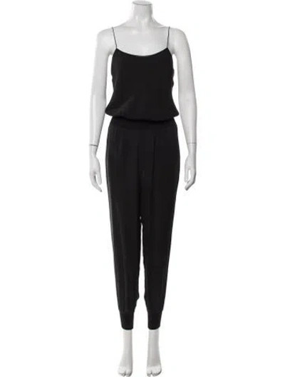 Pre-owned Theory Silk Scoop Neck Jumpsuit In Black
