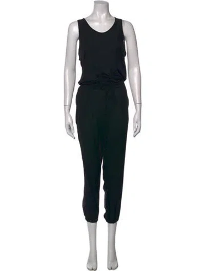 Pre-owned Theory Silk Scoop Neck Jumpsuit In Black