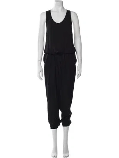 Pre-owned Theory Silk Scoop Neck Jumpsuit In Black