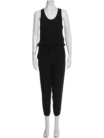 Pre-owned Theory Silk Scoop Neck Jumpsuit In Black