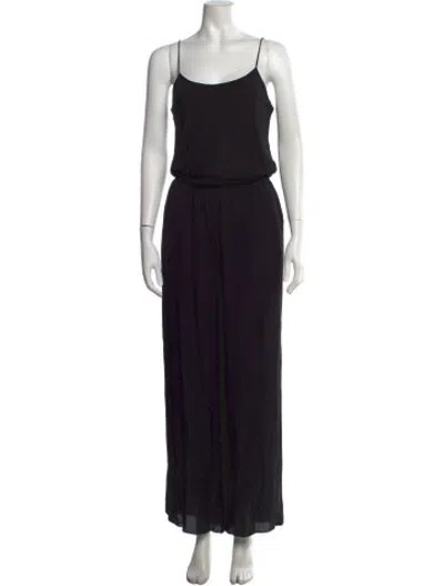 Pre-owned Theory Silk Scoop Neck Jumpsuit In Black