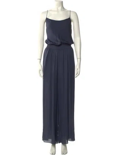 Pre-owned Theory Silk Scoop Neck Jumpsuit In Blue