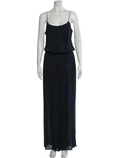 Pre-owned Theory Silk Scoop Neck Jumpsuit In Blue