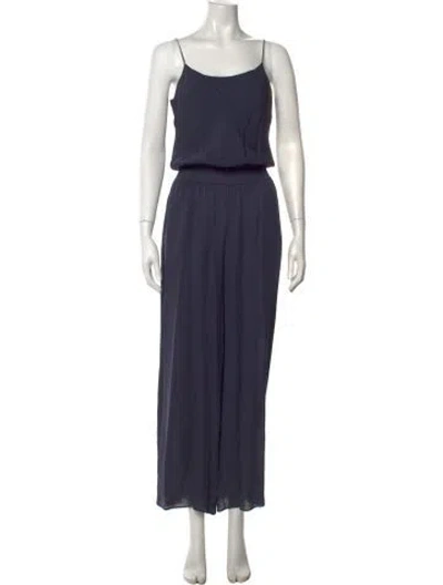 Pre-owned Theory Silk Scoop Neck Jumpsuit In Blue