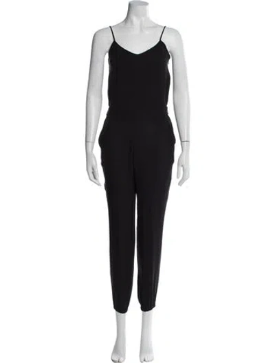 Pre-owned Theory Silk Scoop Neck Jumpsuit In Gray