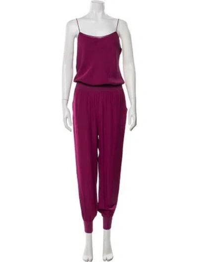 Pre-owned Theory Silk Scoop Neck Jumpsuit In Purple